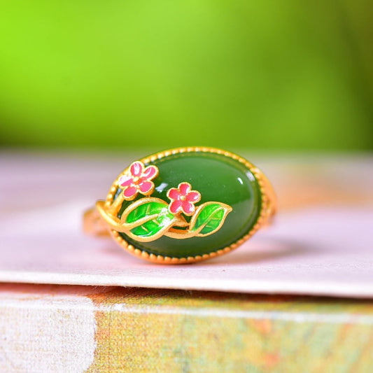 Pretty Flowers Chalcedony Adjustable Ring