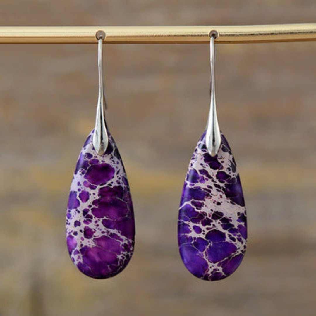 Natural Purple Jasper Drop Earrings