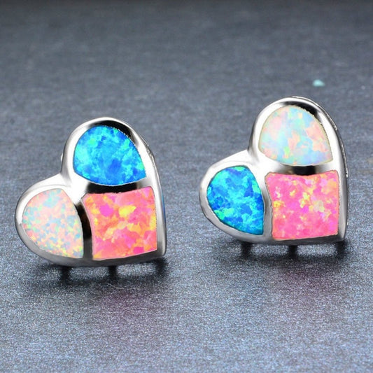 Spiritual Heart Shaped Fire Opal Earrings