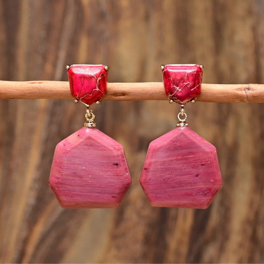 Stylish Rhodochrosite Dangle Earrings
