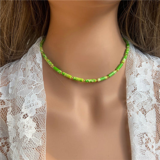 Natural Stone Tube Beads Necklaces