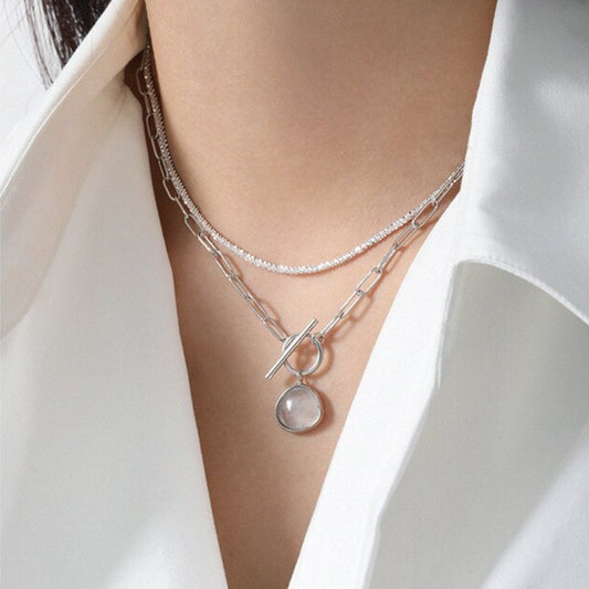 Grace Klarquarz 925 Sterling Silber Halskette