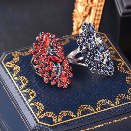 Vintage Rhinestone Dragonfly Ring