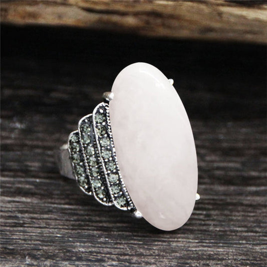 Spiritual Natural Stone Silver Plated Ring