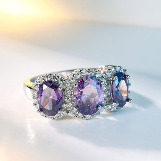 Enchanting Oval Amethyst Silver Ring