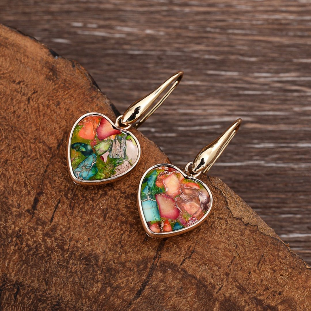Bunte handgefertigte Jaspis-Tropfenohrringe