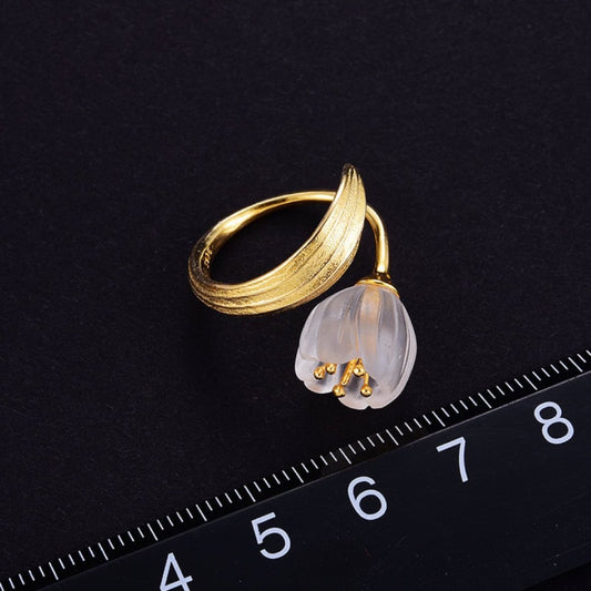 Valley Flower Natural Crystal Adjustable Ring