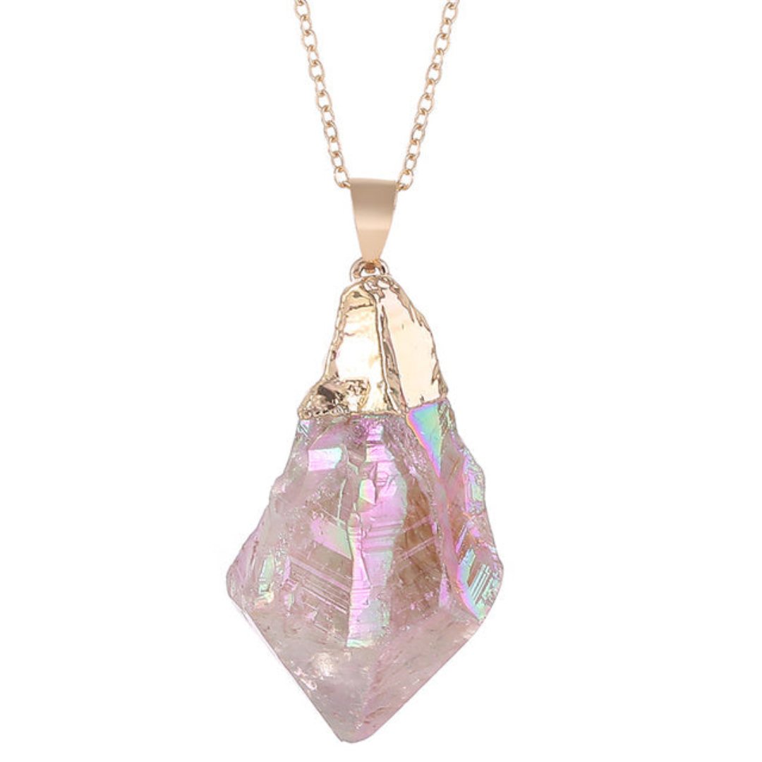 Natural Rainbow Rose Quartz Necklace
