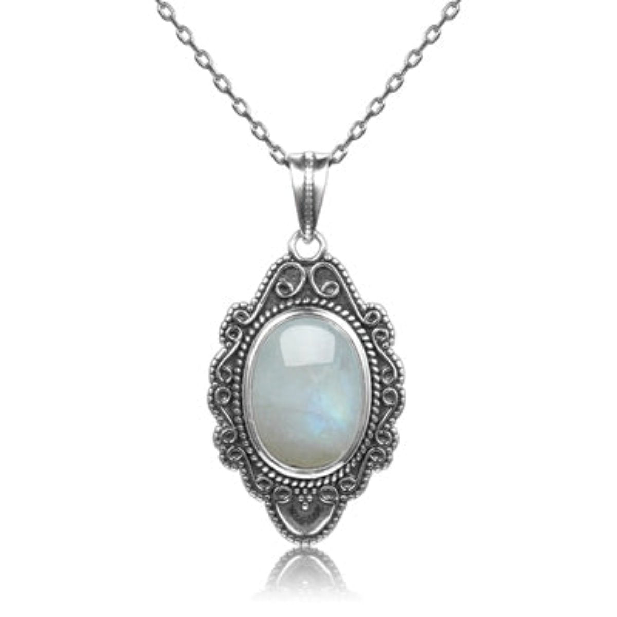 Vintage Natural Moonstone Sterling Silver Necklace