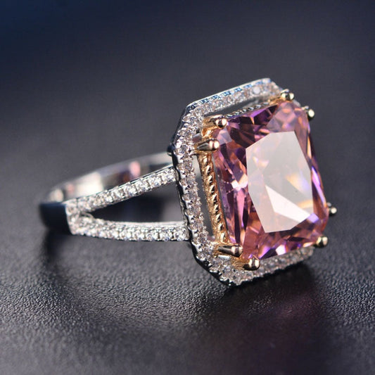 Romantic Pink Quartz Silver Ring