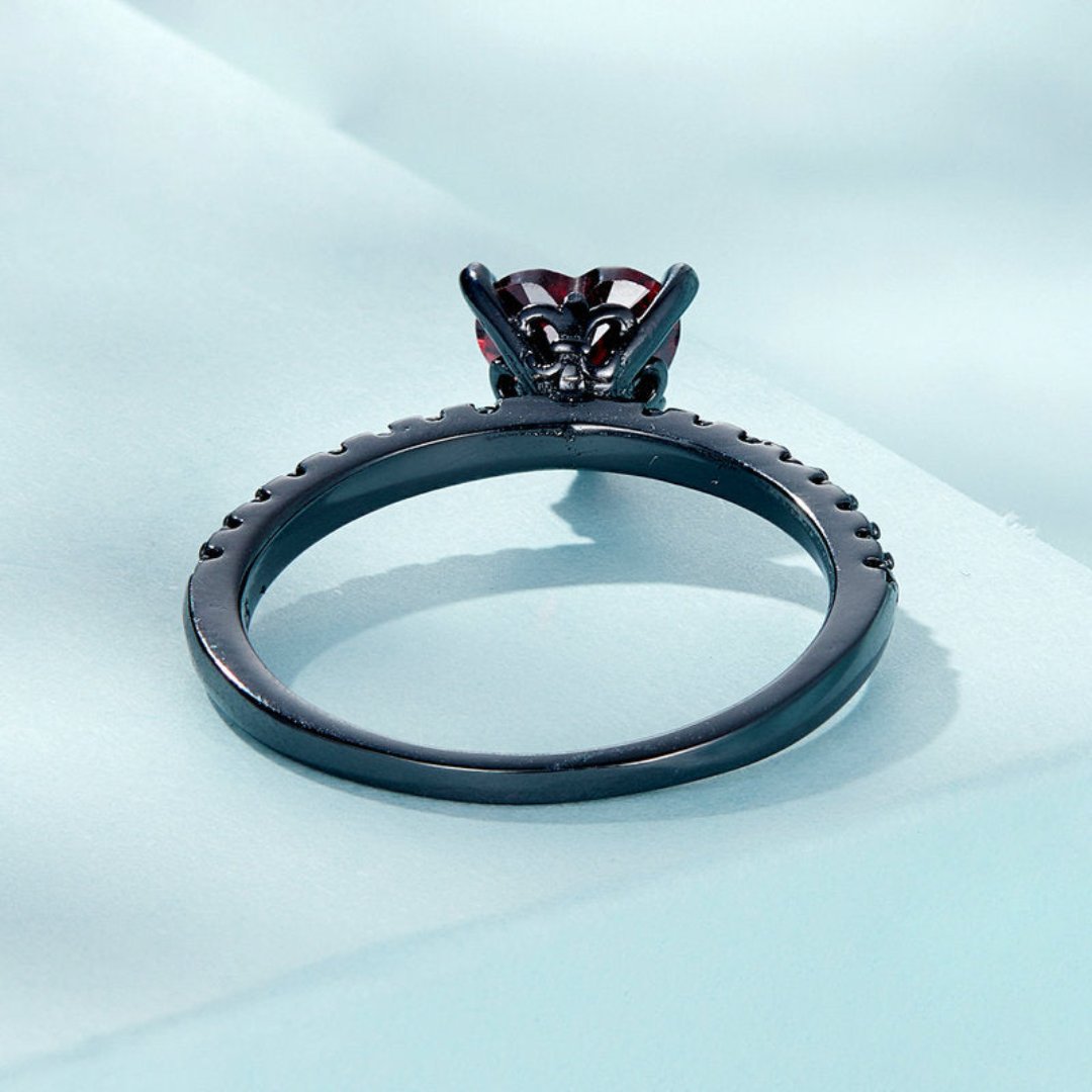 Gotischer Roter Liebesring aus 925er Sterlingsilber