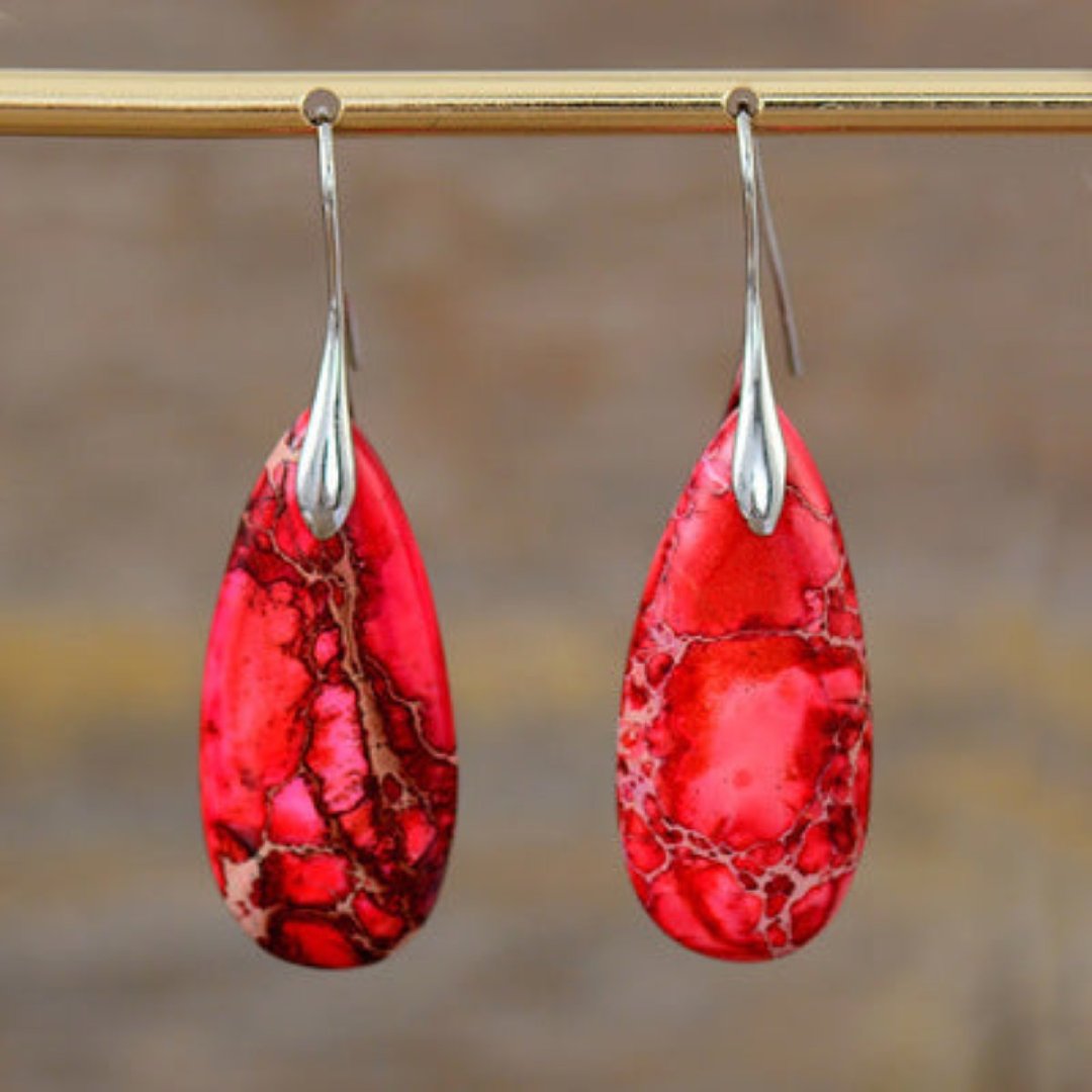 Natural Red Jasper Drop Earrings