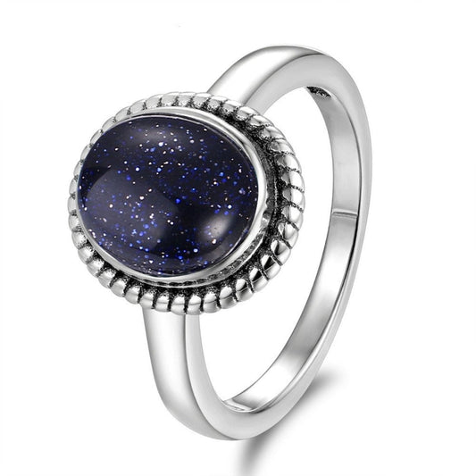 Vintage Blue Sandstone Silver Ring