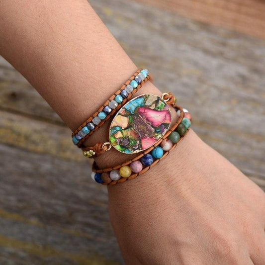 Buntes Jaspis-Blumen-Armband