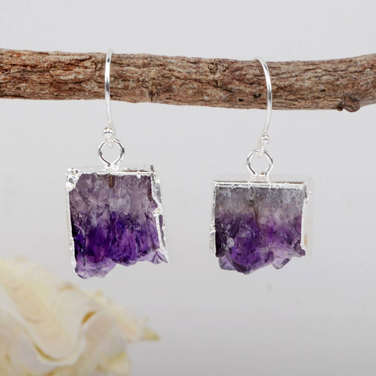 Spiritual Amethyst Silver Earrings