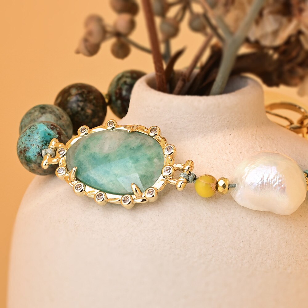 Amazonite & Imperial Jasper Stone Bracelet