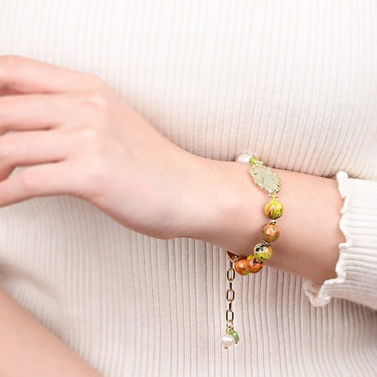 Armband aus grünem Hämatit und Bildstein