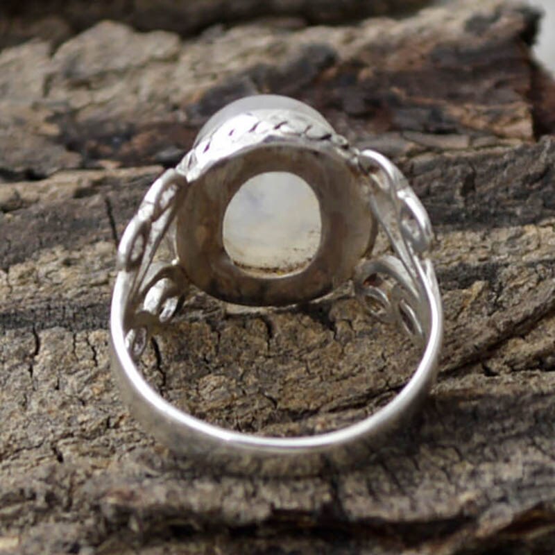 Vintage Oval White Opal Silver Ring