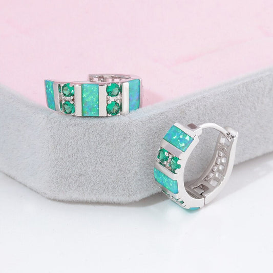 Spiritual Green Opal & Emerald Silver Earrings