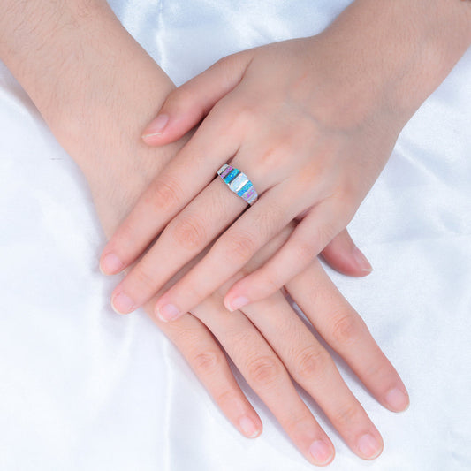 Spirit "Calming Night" Fire Opal Silver Ring