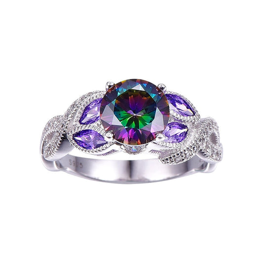 Shining Rainbow Topaz Silver Ring