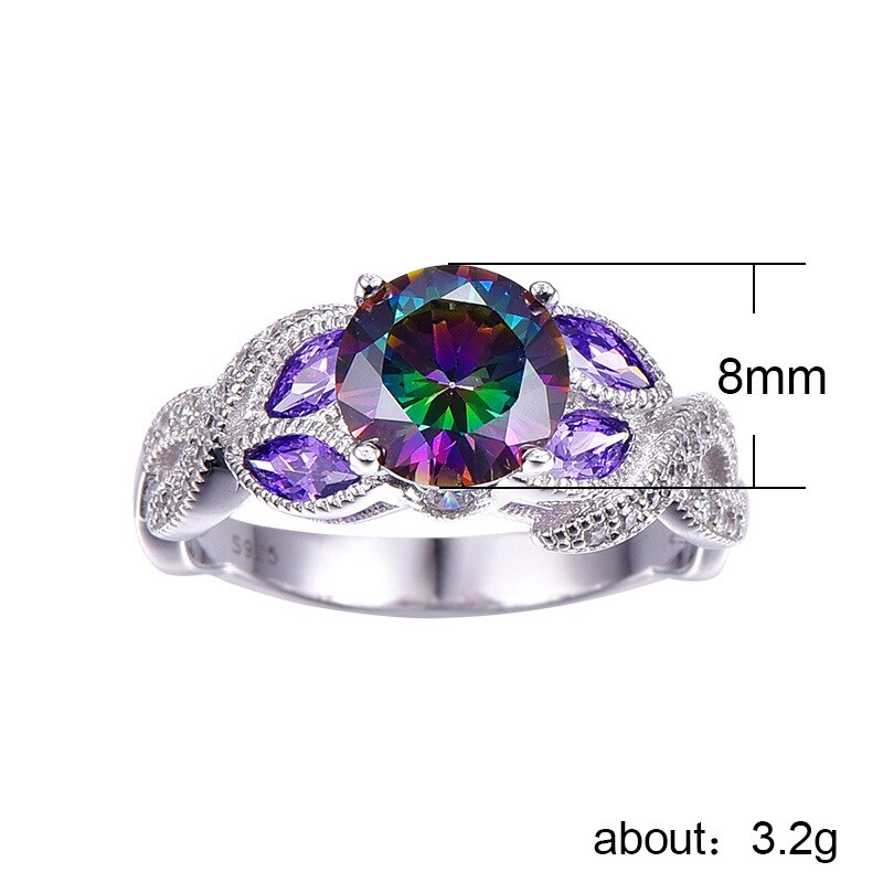 Shining Rainbow Topaz Silver Ring
