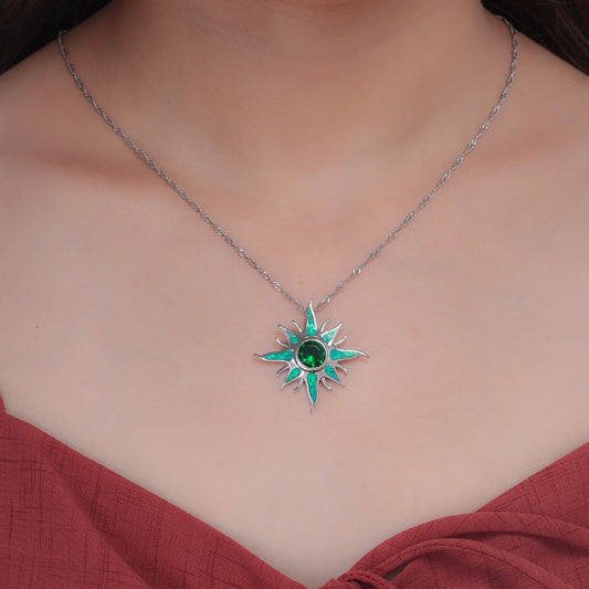 Star Green Opal Silver Necklace