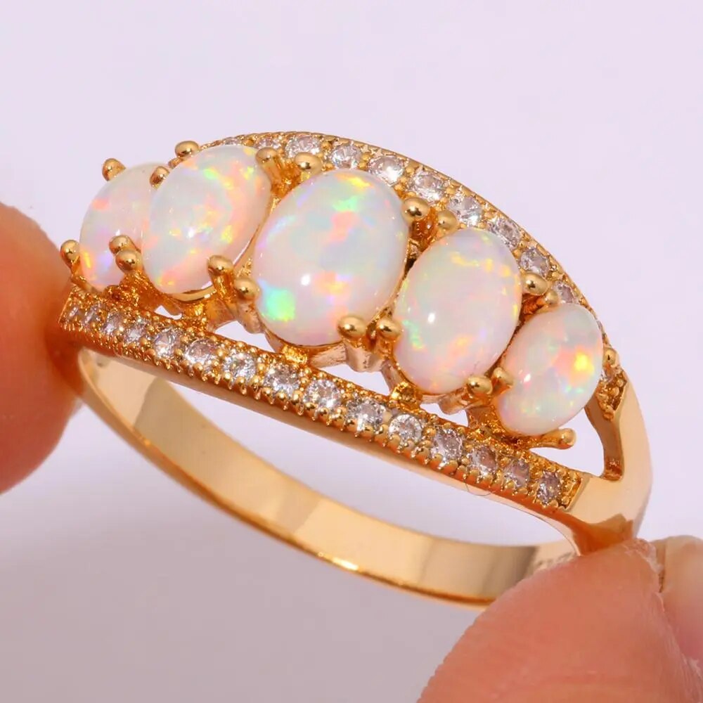 Vintage Chic White Fire Opal Ring