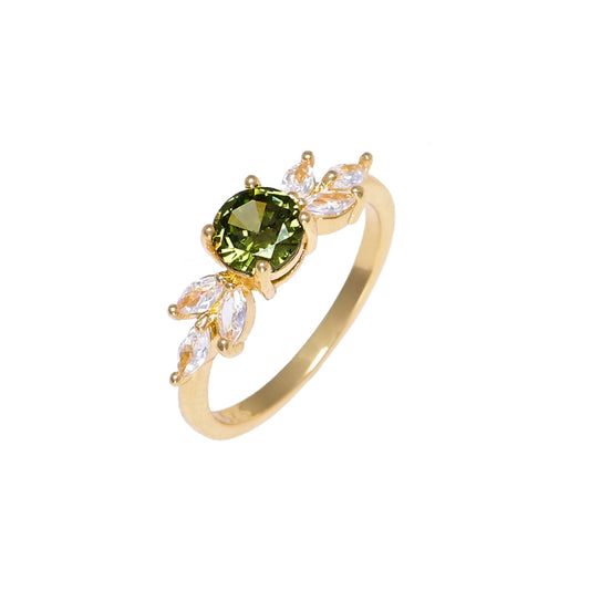 Enchanting White Green Zircon Ring