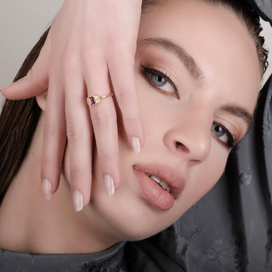 Deko-Amethyst-Ring aus 24 Karat Gold