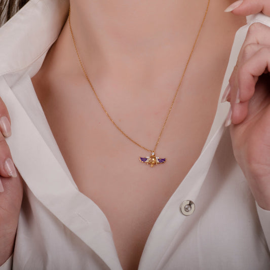 Phoenix Citrine 24K Gold Necklace