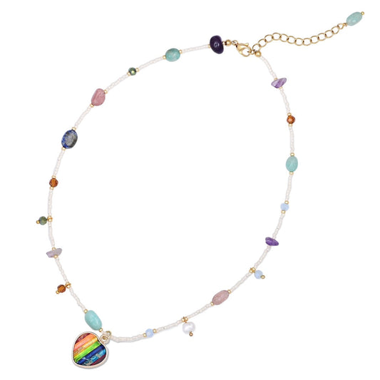 7 Chakra Herz Unisex Naturstein Halskette