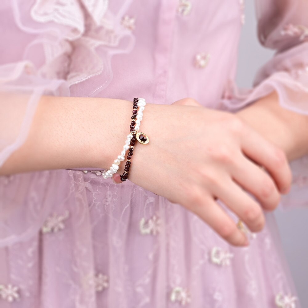 Elegantes rotes Tigerauge Perlenarmband