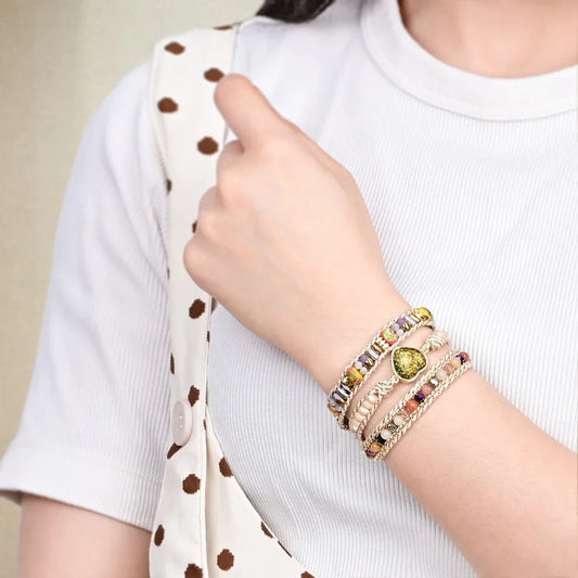 Elegant Yellow Heart Shape Opal Bracelet