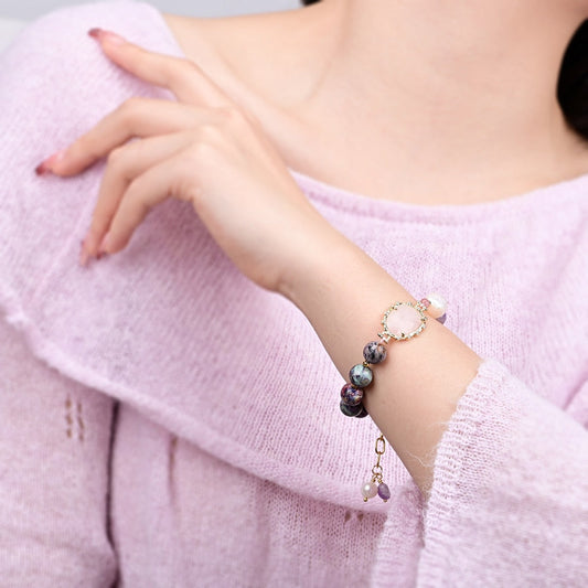 Rose Quartz & Purple Jasper Stone Bracelet