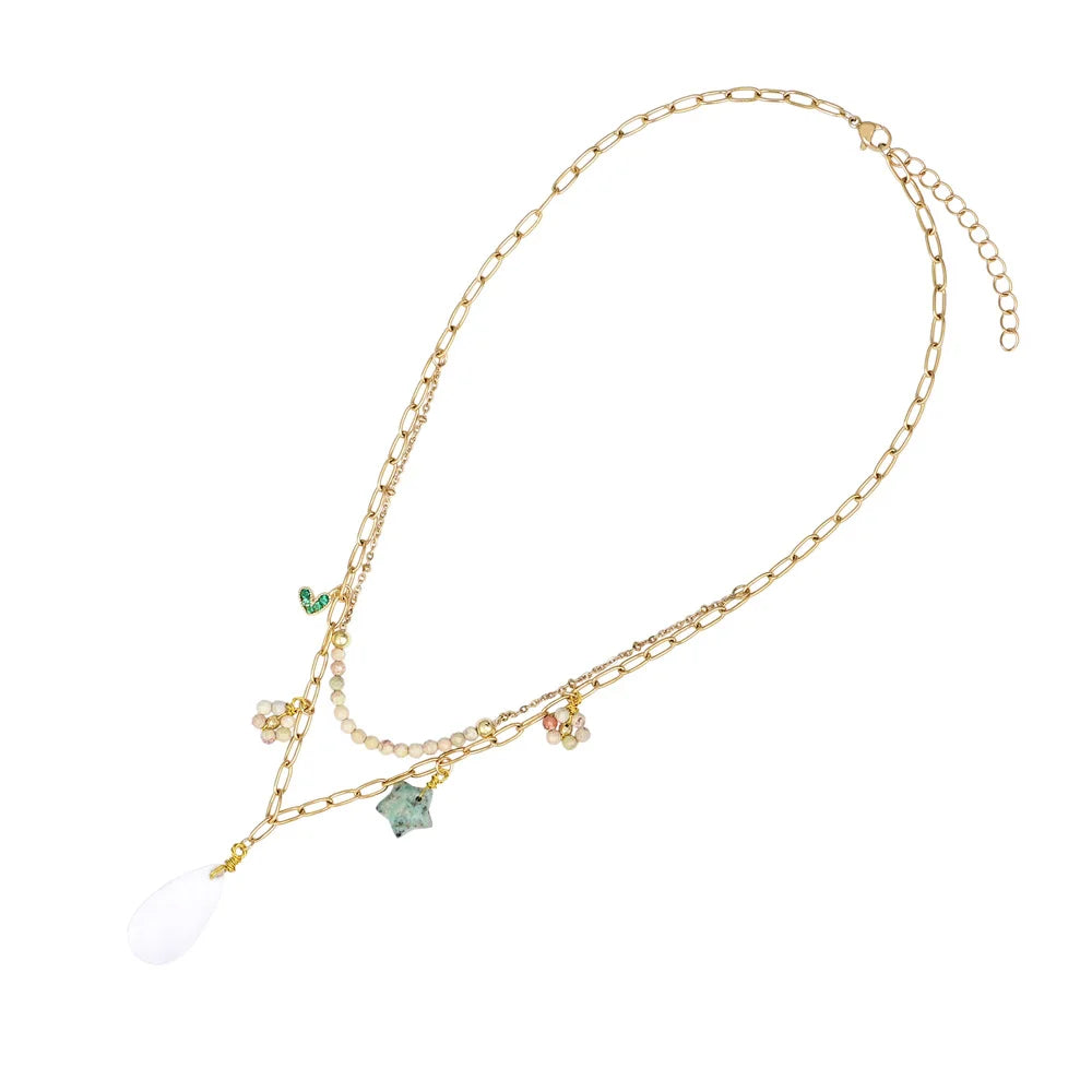 Elegante Boho-Halskette mit weißem Quarz