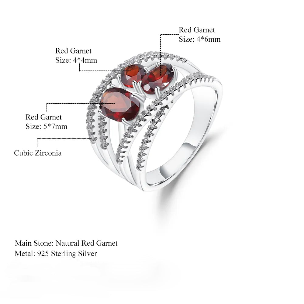 Schicker 1,87 Karat Granat 925 Sterling Silber Ring