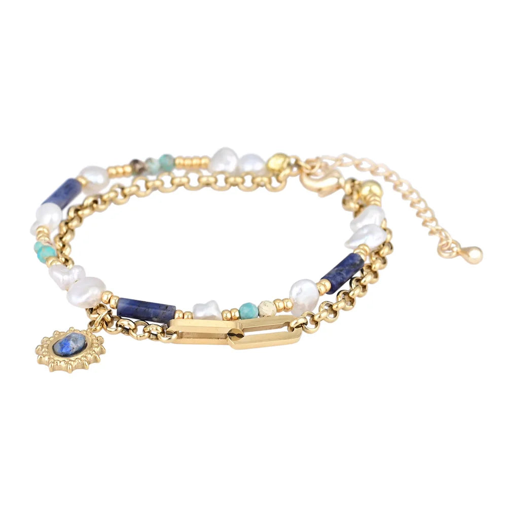 Schickes Kettenarmband mit Lapislazuli-Stein