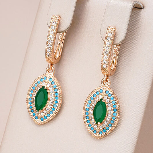 Vintage Emerald 14K Rose Gold Earrings