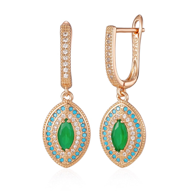 Vintage Emerald 14K Rose Gold Earrings
