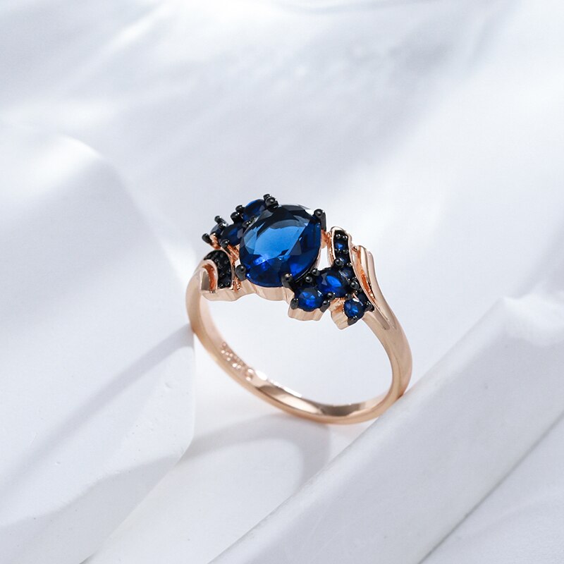 Stylish Sapphire 14K Rose Gold Ring