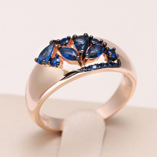 Vintage Design Sapphire 14K Rose Gold Ring