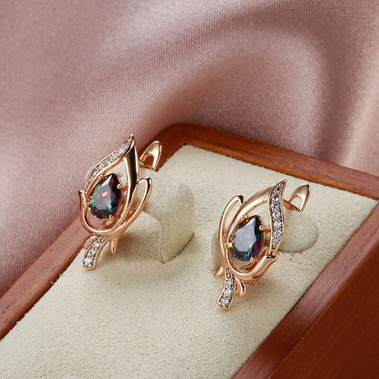 Vintage Flower Topaz 14K Rose Gold Earrings