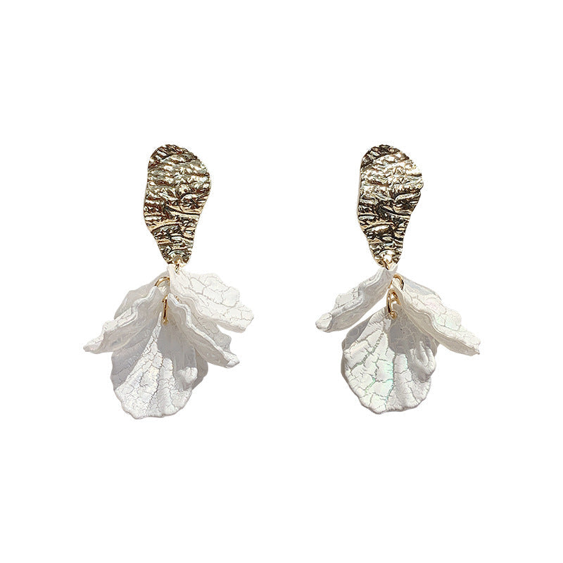 White Shell Flower Drop Earrings