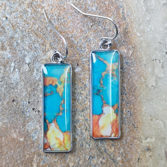 Vintage Colorful Jasper Earrings