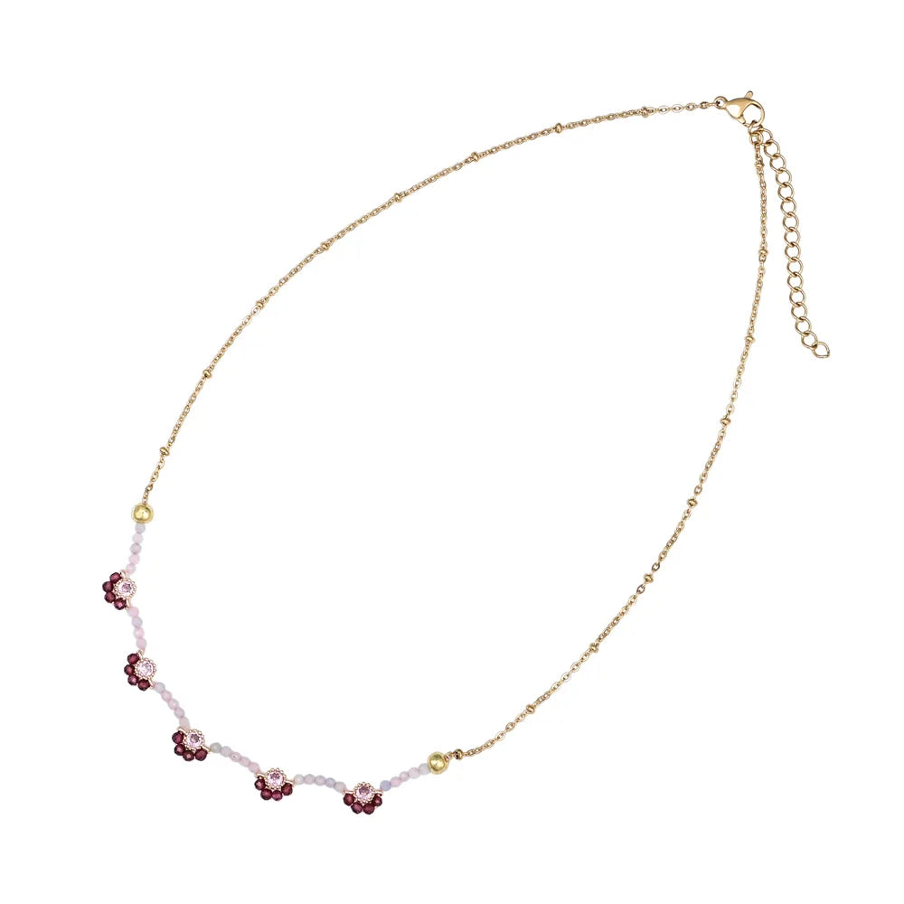 Luxury Flower Garnet Stone Necklace