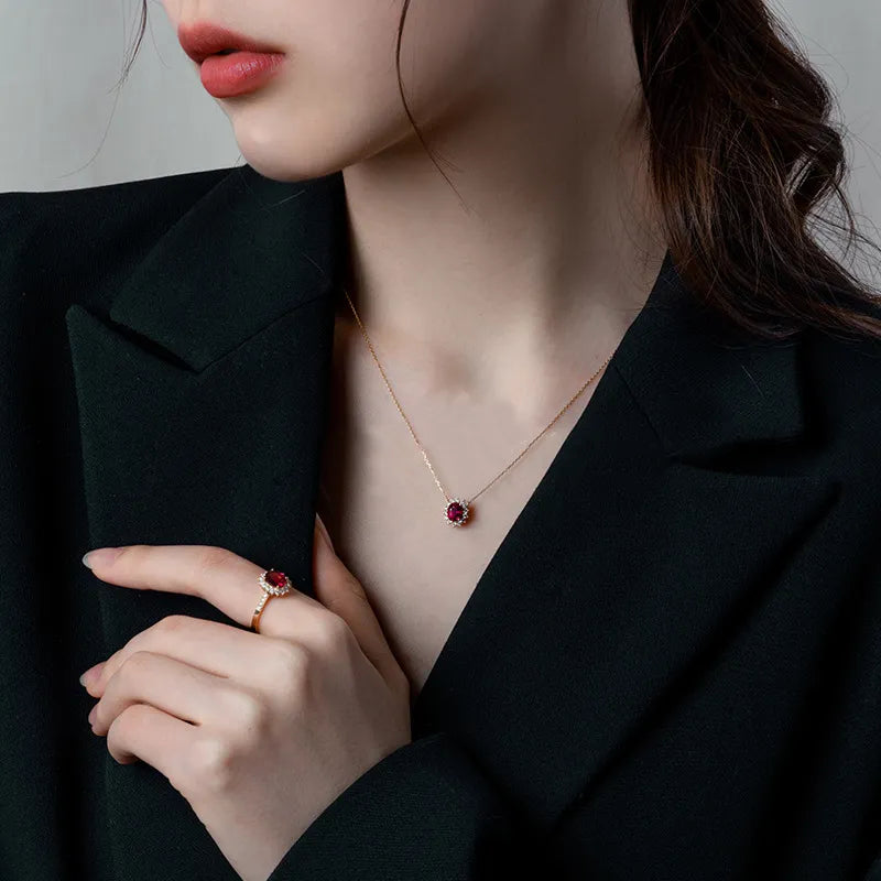 Vintage Ruby 18K Gold Plated Silver Ring