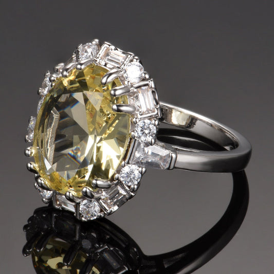 Luxury Citrine Sterling Silver Ring