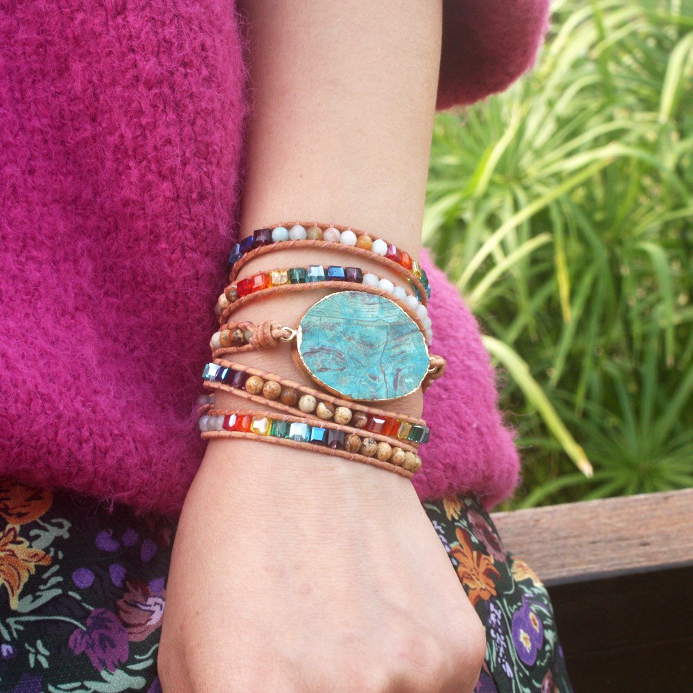 Spirit Rainbow Jasper Wrap Bracelet