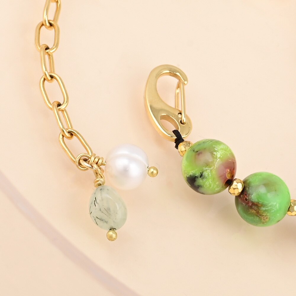 Armband aus schwarzem Onyx und grünem Jaspis